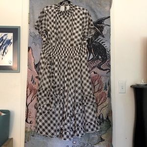 eShakti Black and White Gingham Plus Size